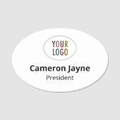 大きい楕円形の磁気名タグまたはピンのロゴカスタム付き 名札 (正面)