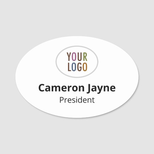 大きい楕円形の磁気名タグまたはピンのロゴカスタム付き 名札 (正面)