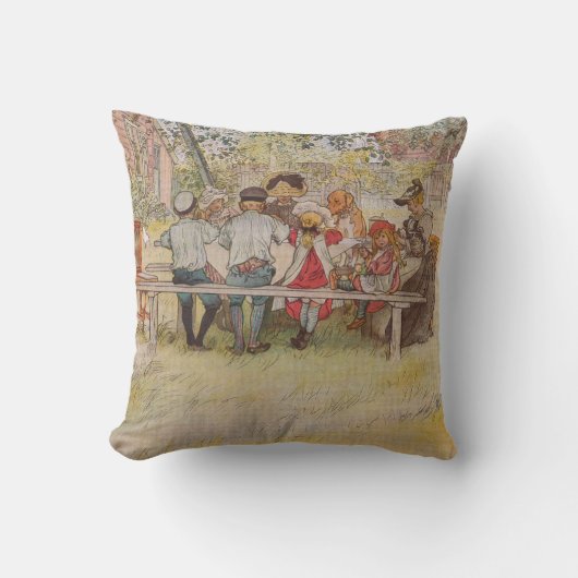 大きい樺の木の下のカールラーションの朝食 クッション (正面)