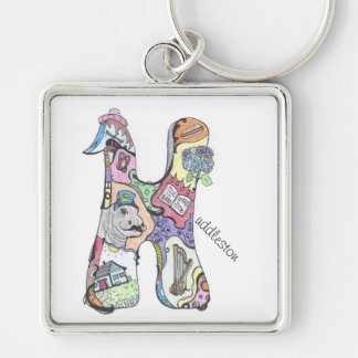 大きい正方形のキーホルダー:  "H "のuddleston キーホルダー