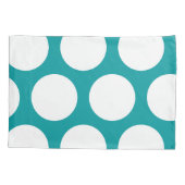 大きい水玉模様パターン: ティール(緑がかった色) 枕カバー (裏面)