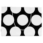 大きい水玉模様パターン: 黒及び白 ラージペーパーバッグ (裏面)