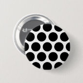 大きい水玉模様パターン: 黒及び白 缶バッジ (正面&裏面)