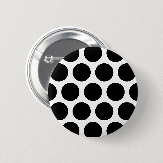 大きい水玉模様パターン: 黒及び白 缶バッジ (正面&裏面)