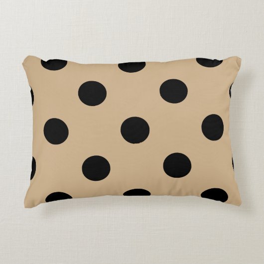 大きい水玉模様-タンの黒 アクセントクッション (正面)