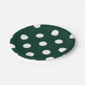 大きい水玉模様-深緑色の白 ペーパープレート (アングル)