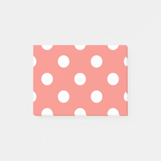 大きい水玉模様-珊瑚のピンクの白 ポストイット (正面)