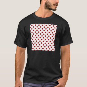 大きい水玉模様-白のリンゴ飴の暗い赤 Tシャツ