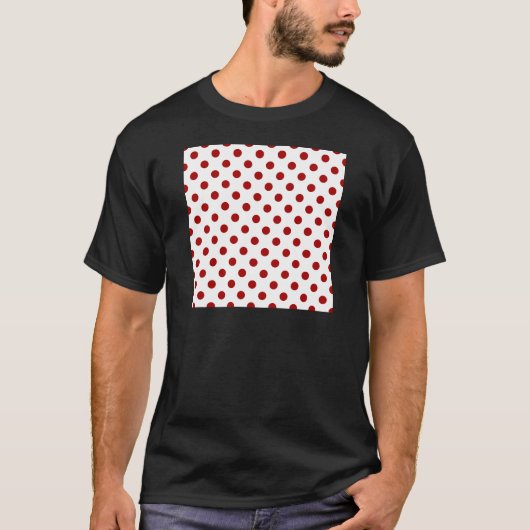 大きい水玉模様-白のリンゴ飴の暗い赤 Tシャツ (正面)