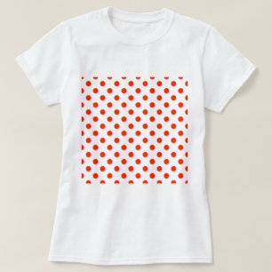 大きい水玉模様-白の明るい赤 Tシャツ