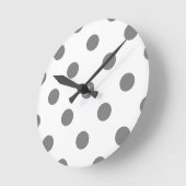 大きい水玉模様-白の灰色 ラウンド壁時計 (傾斜)