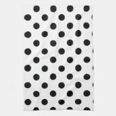 大きい水玉模様-白の黒 キッチンタオル (縦)