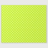 大きい水玉模様-蛍光黄色の白 ラッピングペーパー (フラット)