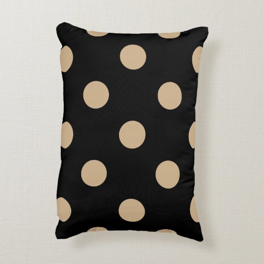 大きい水玉模様-黒のタン アクセントクッション (裏面(縦))