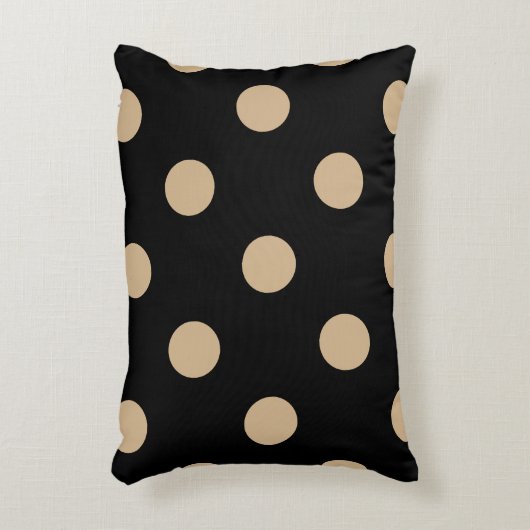 大きい水玉模様-黒のタン アクセントクッション (正面(垂直))