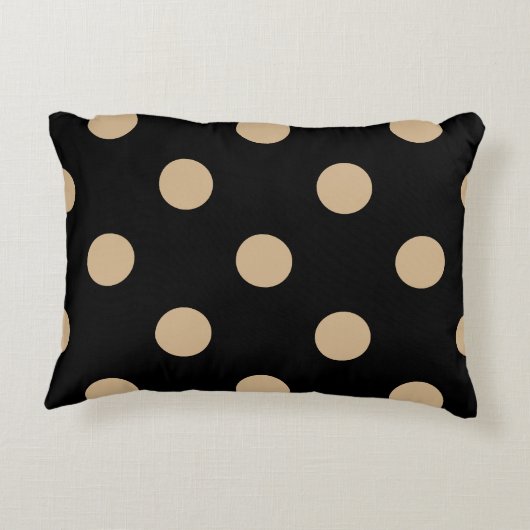 大きい水玉模様-黒のタン アクセントクッション (裏面)