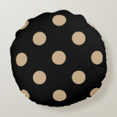 大きい水玉模様-黒のタン ラウンドクッション (裏面)