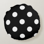 大きい水玉模様-黒の白 ラウンドクッション (裏面)