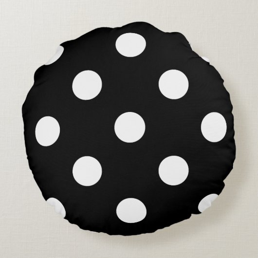大きい水玉模様-黒の白 ラウンドクッション (裏面)