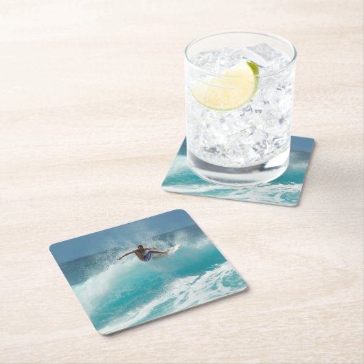 大きい波のコースターのサーファー スクエアペーパーコースター (インサイチュ)