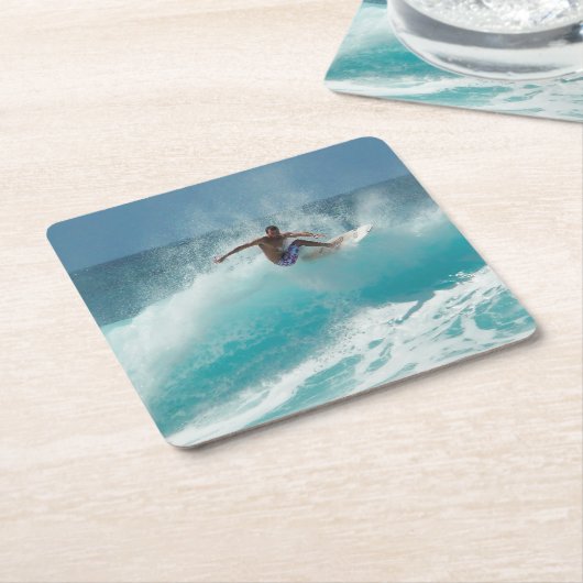 大きい波のコースターのサーファー スクエアペーパーコースター (アングル)