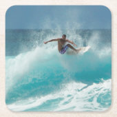 大きい波のコースターのサーファー スクエアペーパーコースター (正面)