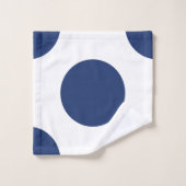 大きい海軍水玉模様 バスタオルセット (ウォッシュタオル)