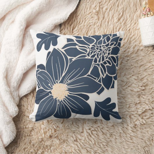 大きい海軍色によってはエレガントな装飾用クッションが開花します クッション (ブランケット)