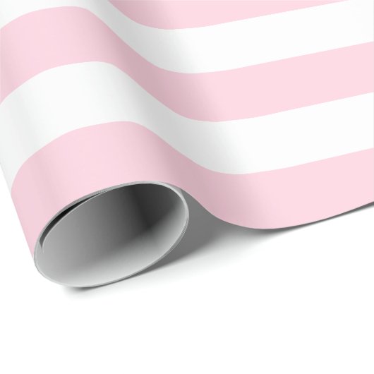 大きい淡いピンクおよび白のストライプの包装紙 ラッピングペーパー (ロールコーナー)