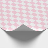 大きい淡いピンクおよび白の点検の包装紙 ラッピングペーパー (角)