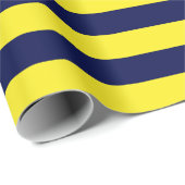 大きい濃紺および黄色のストライプの包装紙 ラッピングペーパー (ロールコーナー)