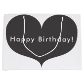 大きい灰色のハート|のハッピーバースデーのギフトバッグ ラージペーパーバッグ (正面)