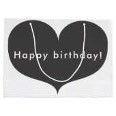 大きい灰色のハート|のハッピーバースデーのギフトバッグ ラージペーパーバッグ (裏面)