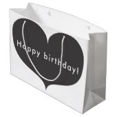 大きい灰色のハート|のハッピーバースデーのギフトバッグ ラージペーパーバッグ (裏面アングル)