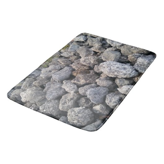 大きい灰色の石の写真のデザインのおもしろい バスマット (アングル)