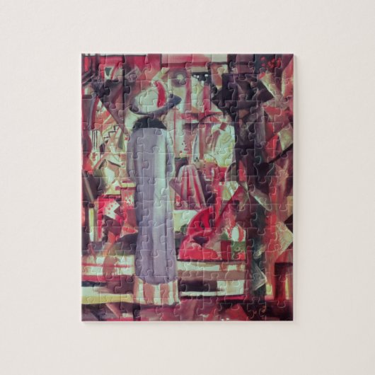 大きい照らされた窓の前の女性 ジグソーパズル (縦)