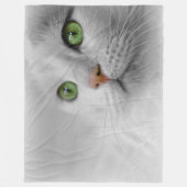 大きい白い猫のフリースブランケット フリースブランケット (正面)