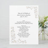 大きい白および砂の結婚式のテーブルメニュー メニュー (スタンド正面)