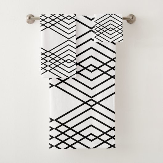 大きい白黒ダイヤモンド バスタオルセット (インサイチュ)