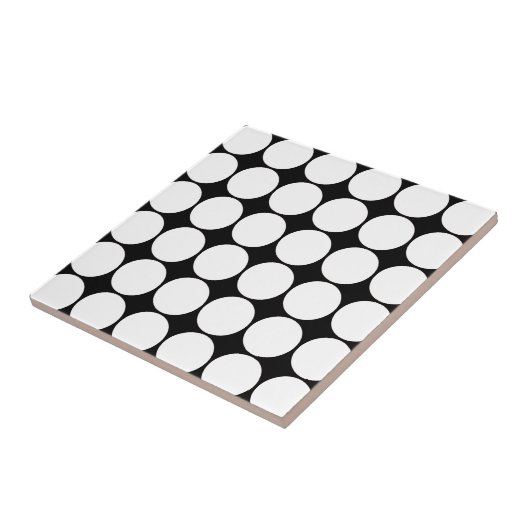 大きい白黒水玉模様の円パターン タイル (側面)