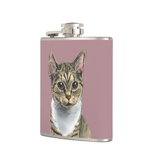 大きい目の引くことを用いるかわいい虎猫猫 フラスク (左)