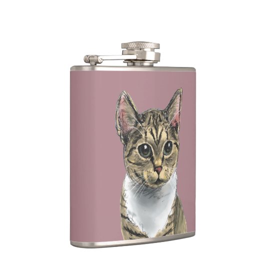 大きい目の引くことを用いるかわいい虎猫猫 フラスク (右)