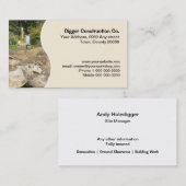 大きい石および黄色い掘削機 名刺 (正面/裏面)