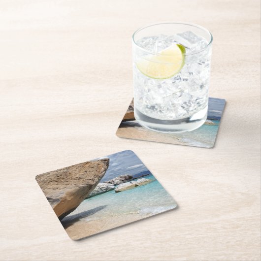 大きい石のコースターが付いているサルジニアのビーチ スクエアペーパーコースター (インサイチュ)