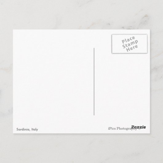 大きい石の白の郵便はがきが付いているサルジニアのビーチ ポストカード (裏面)