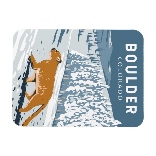 大きい石コロラドクーガーレトロトラベルアートヴィンテージ マグネット (横)