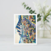 大きい石コロラド有名な旅行プレースウォータカラー ポストカード (スタンド正面)