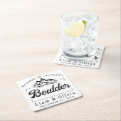 大きい石コロラド結婚州ミニマリスト歓迎 スクエアペーパーコースター (インサイチュ)