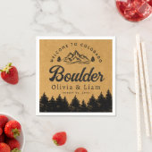 大きい石コロラド結婚州ミニマリスト歓迎 スタンダードカクテルナプキン (インサイチュ)