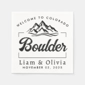 大きい石コロラド結婚州ミニマリスト歓迎 スタンダードカクテルナプキン (正面)